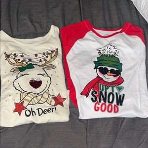 2 NEW Girls Christmas/Winter Themed Long Sleeve Tops Size XXL 18